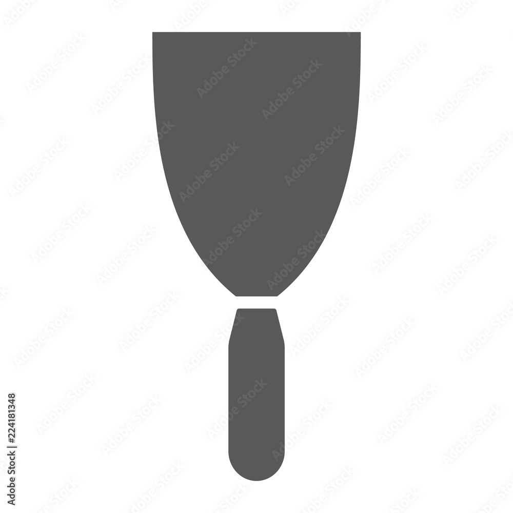 Putty knife glyph icon, tool and scraper, spatula sign, vector graphics, a solid pattern on a white background. Putty knife glyph icon, tool and scraper, spatula sign, vector graphics, a solid pattern on a white background.