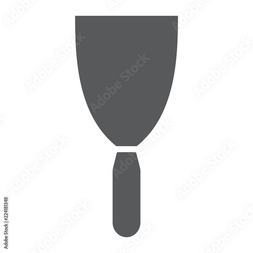 Putty knife glyph icon, tool and scraper, spatula sign, vector graphics, a solid pattern on a white background.