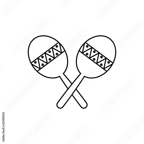 Crossed maracas, rumba shakers or shac-shacs musical instrument line art icon for music apps and websites. Logo illustration. Pixel perfect photo