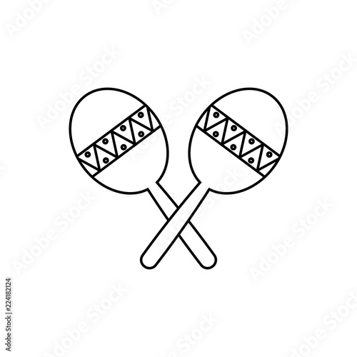 Crossed maracas, rumba shakers or shac-shacs musical instrument line art icon for music apps and websites. Logo illustration. Pixel perfect