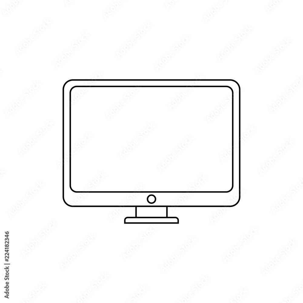 Desktop computer, monitor line icon, outline vector sign, linear style pictogram isolated on white. Symbol, logo illustration. Pixel perfect