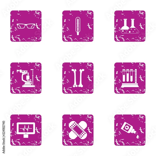 Elemental composition icons set. Grunge set of 9 elemental composition vector icons for web isolated on white background