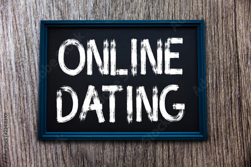 Handwriting text Online Dating. Concept meaning Searching Matching Relationships eDating Video Chatting.