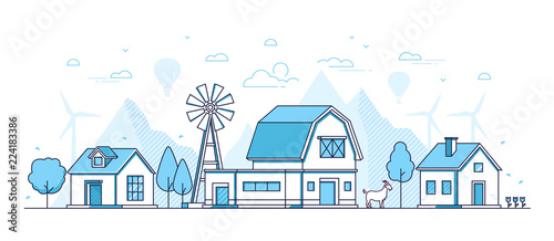 Organic farming - modern thin line design style vector illustration
