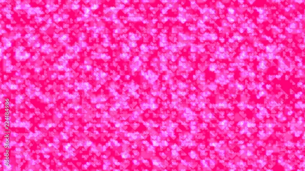 Abstract valentine love heart pink color glowing pattern background moving, seamless looping animation 4K