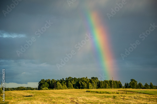 rainbow over the country fields