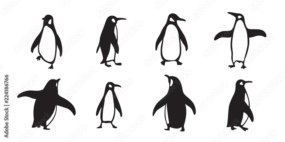 penguin vector icon logo cartoon character fish salmon illustration doodle - obrazy, fototapety, plakaty 