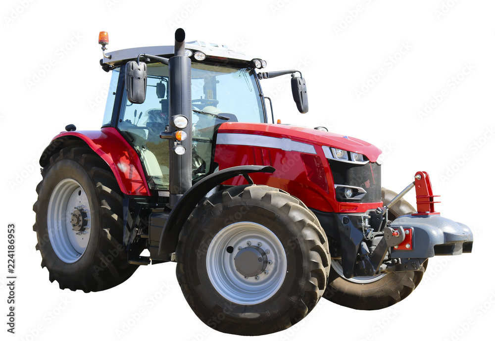 Obraz premium Red tractor isolated on white background