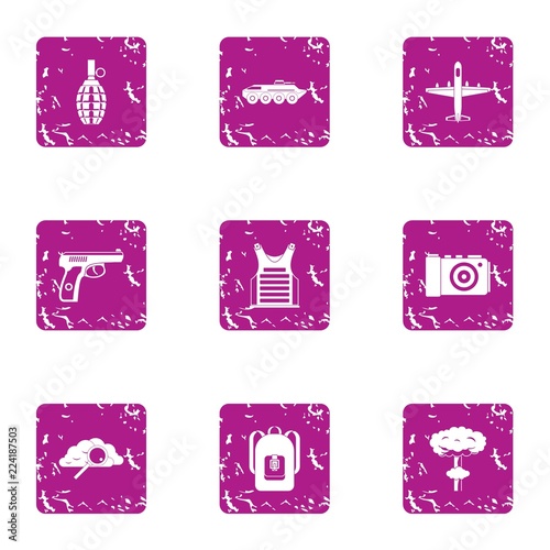 Disembarkation icons set. Grunge set of 9 disembarkation vector icons for web isolated on white background