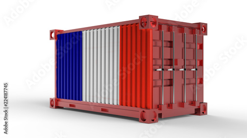 3d rendering of a shipping cargo container with France flag