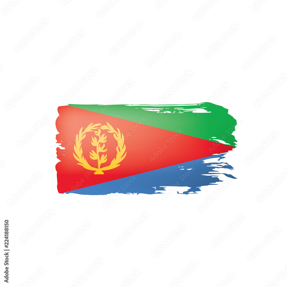 Fototapeta premium Eritrea flag, vector illustration on a white background.