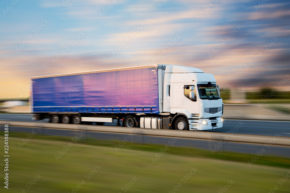 Truck with container on road, cargo transportation concept. Truck with container on road, cargo transportation concept.