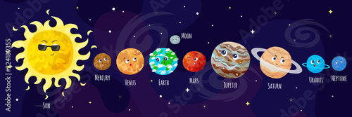 Cartoon planets vector illustration.