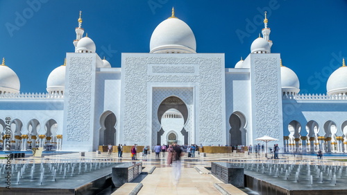Obraz na plátně Sheikh Zayed Grand Mosque timelapse in Abu Dhabi, the capital city of United Ara