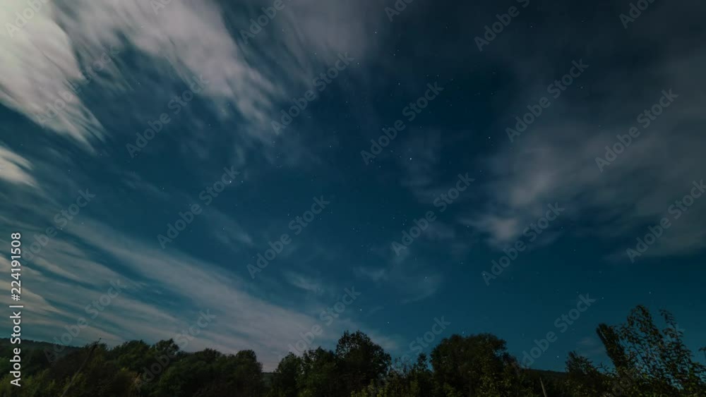 Beautiful night sky with stars and clouds. Timelapse. Beautiful night sky with stars and clouds. Timelapse.