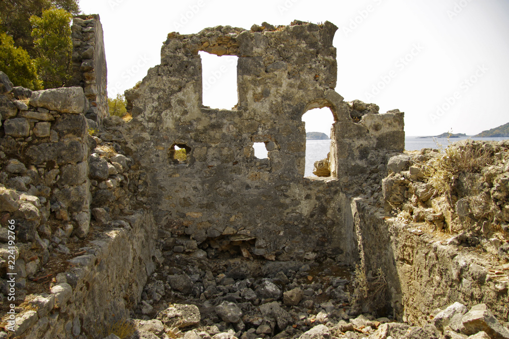Ruins on St. Nicholas island - Gemiler island, Turkey
