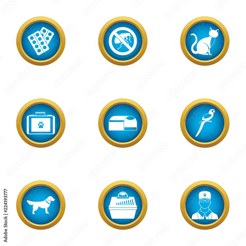 Care of beastly icons set. Flat set of 9 care of beastly vector icons for web isolated on white background Care of beastly icons set. Flat set of 9 care of beastly vector icons for web isolated on white background