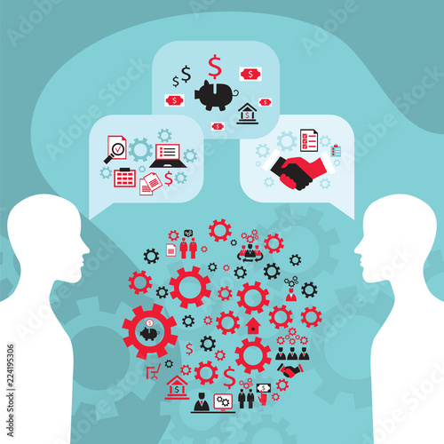 Businessman conversation, process of creating an idea