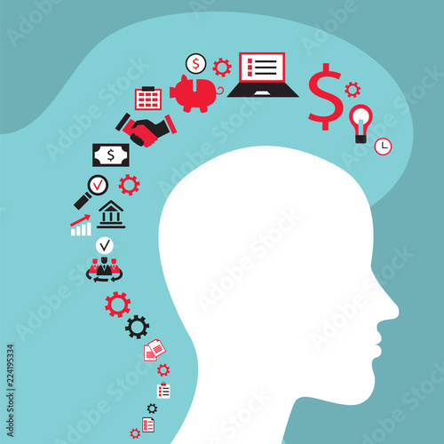 Wallpaper Mural Infographics concept with head profile, brain, gears and business icons Torontodigital.ca