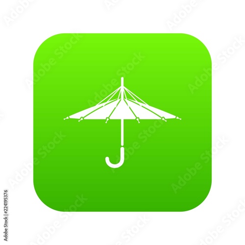 Inside out umbrella icon green vector isolated on white background