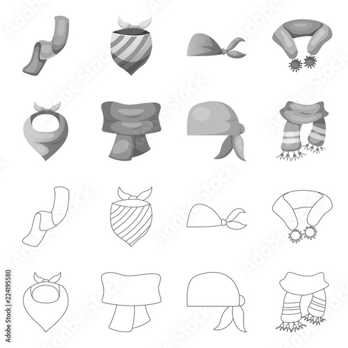 Vector illustration of scarf and shawl logo. Set of scarf and accessory vector icon for stock.