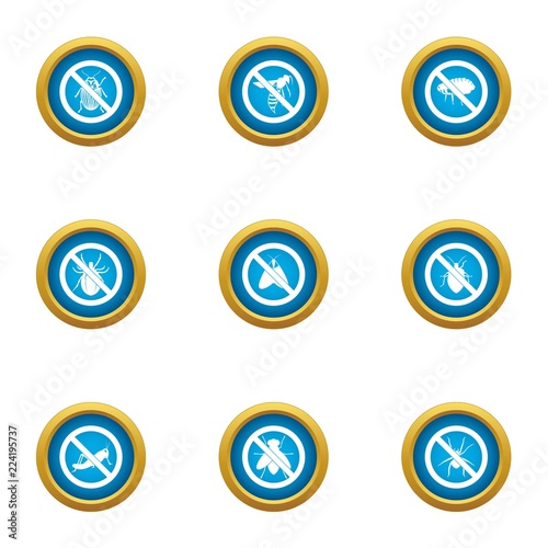 Bedbug icons set. Flat set of 9 bedbug vector icons for web isolated on white background
