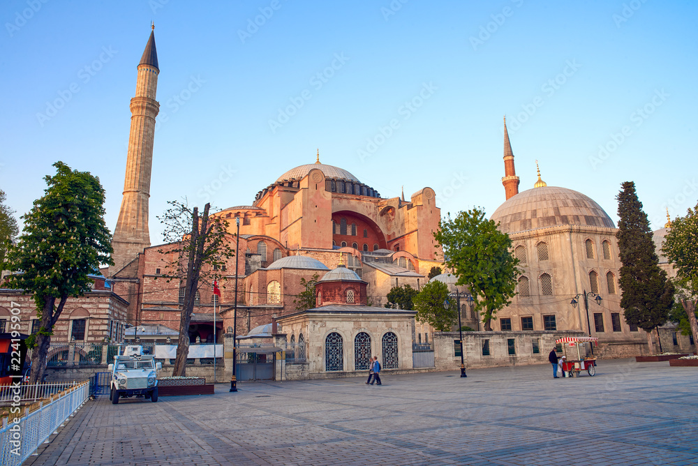 The Hagia Sophia in Istanbul during sunset