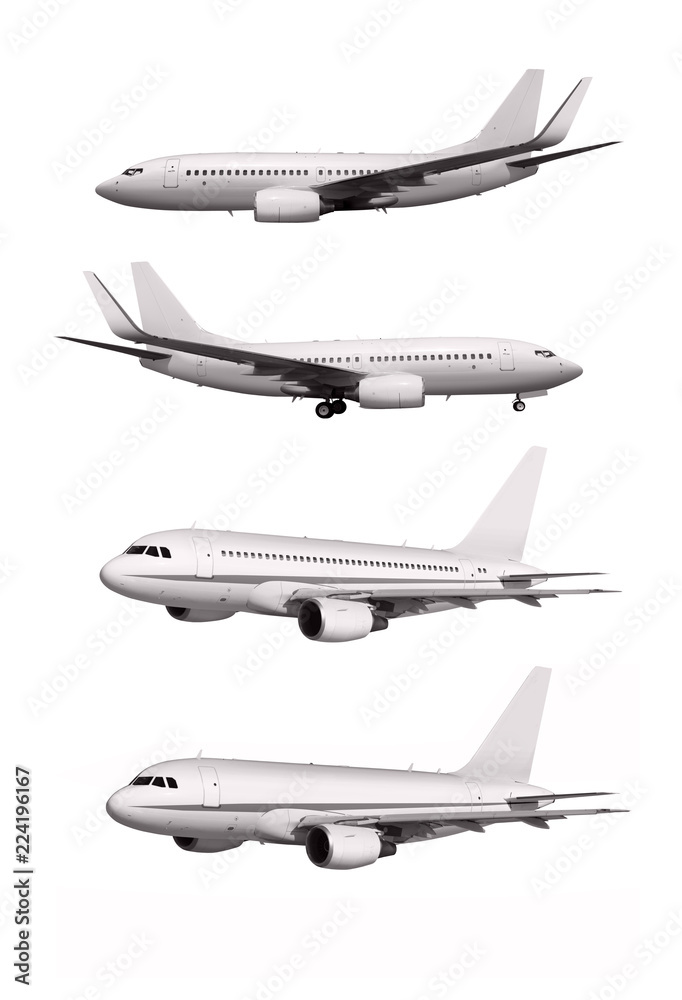 white planes isolated on white