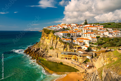 The beautiful seaside town Azenhas do Mar, Portugal, in afternoon light