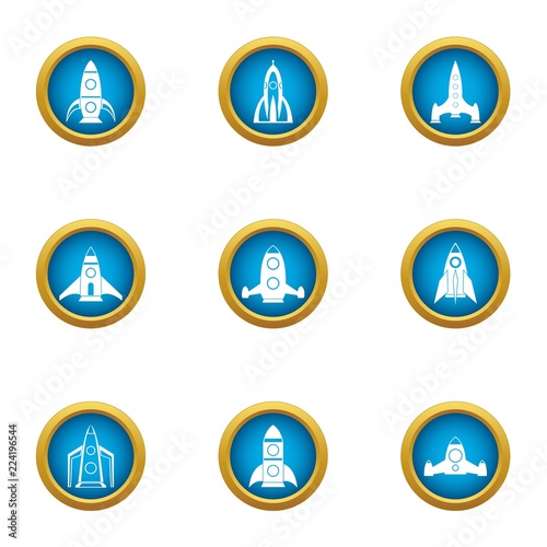 Initiate of missile icons set. Flat set of 9 initiate of missile vector icons for web isolated on white background