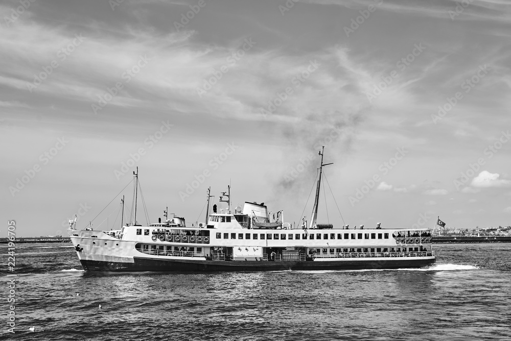 The passenger ship is on the Bosphorus in Istanbul.