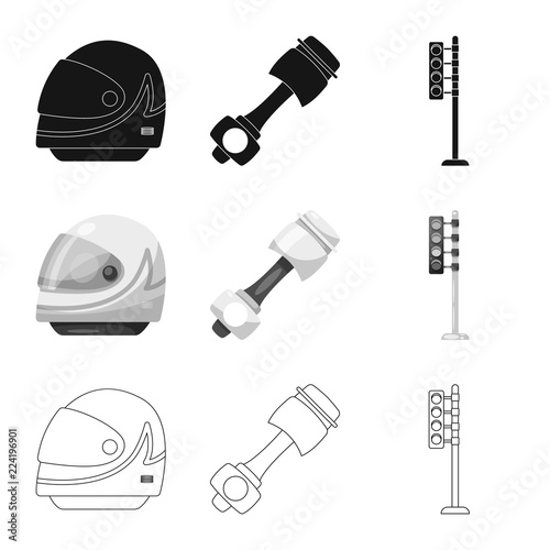 Isolated object of car and rally symbol. Collection of car and race stock vector illustration.