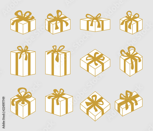 Set of 3D Christmas boxes.