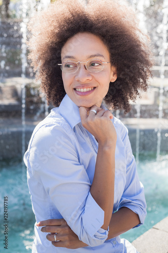 Cute Beautiful Young Black Woman Outdoor Portrait