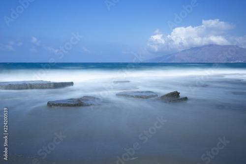 Strand bei Kalamaki auf Kreta  Griechenland  Langzeitbelichtung 