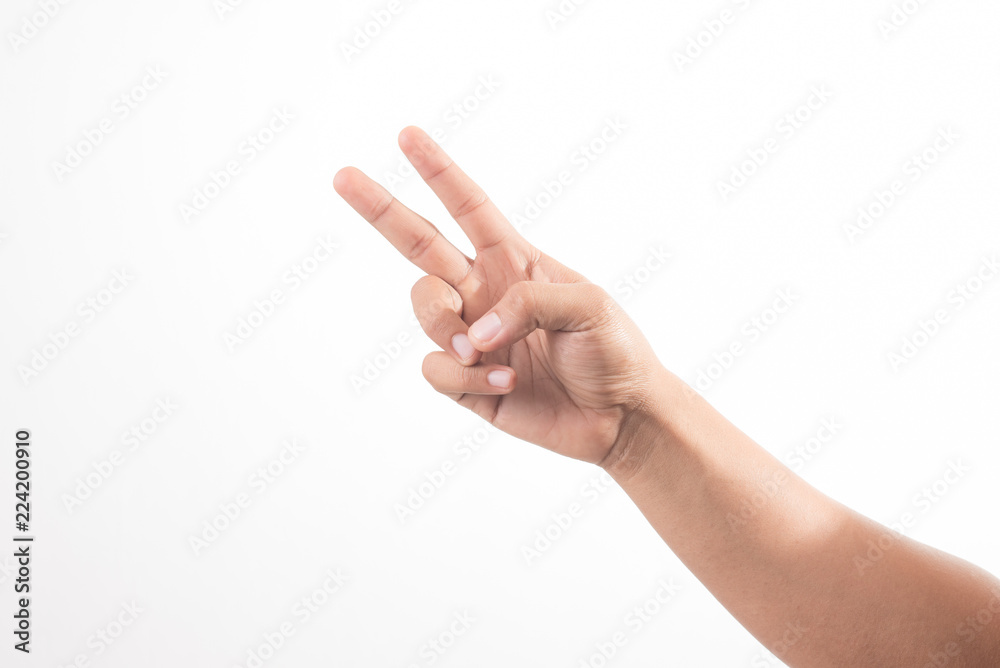 Hand with two fingers. V-signs