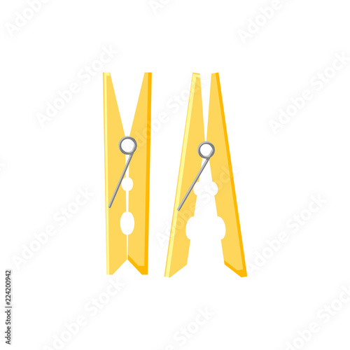 Clothes pegs in flat style vector illustration isolated on white