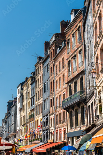Traditional houses in the harbour of Honfleur. Normandy, France