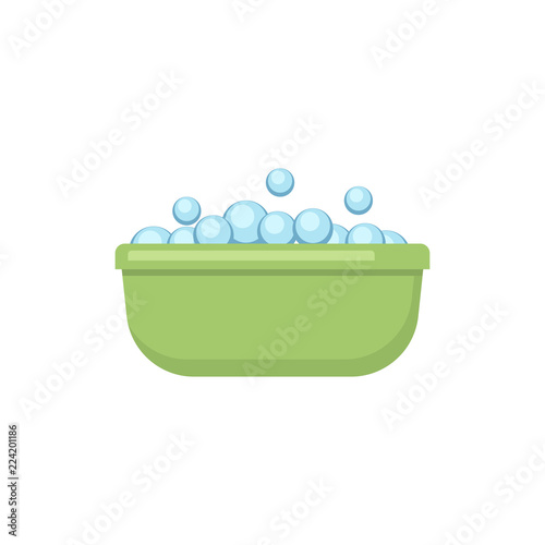Green basin with bubles in flat style vector illustration isolat