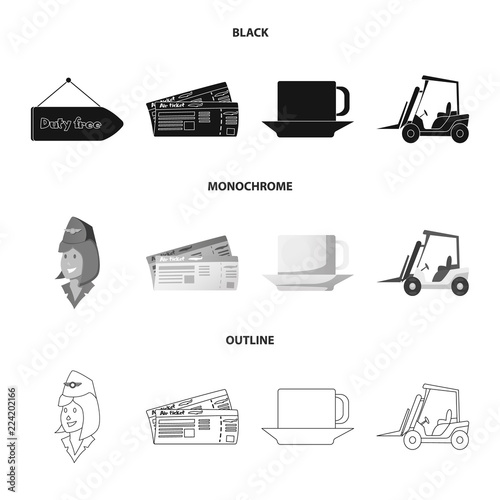 Vector design of airport and airplane logo. Collection of airport and plane stock vector illustration.