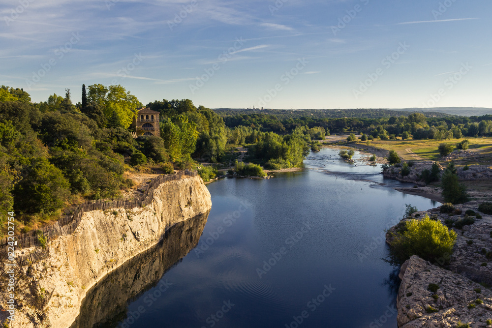The Gardon River near Pont du Gard, France