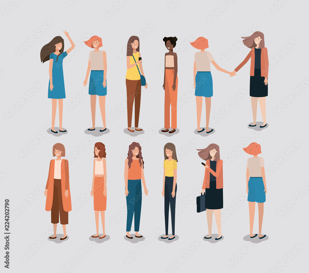 Fototapeta premium group of women using smartphone