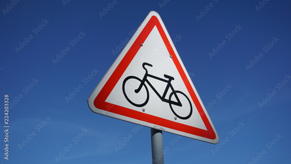 road sign bike traffic warning street