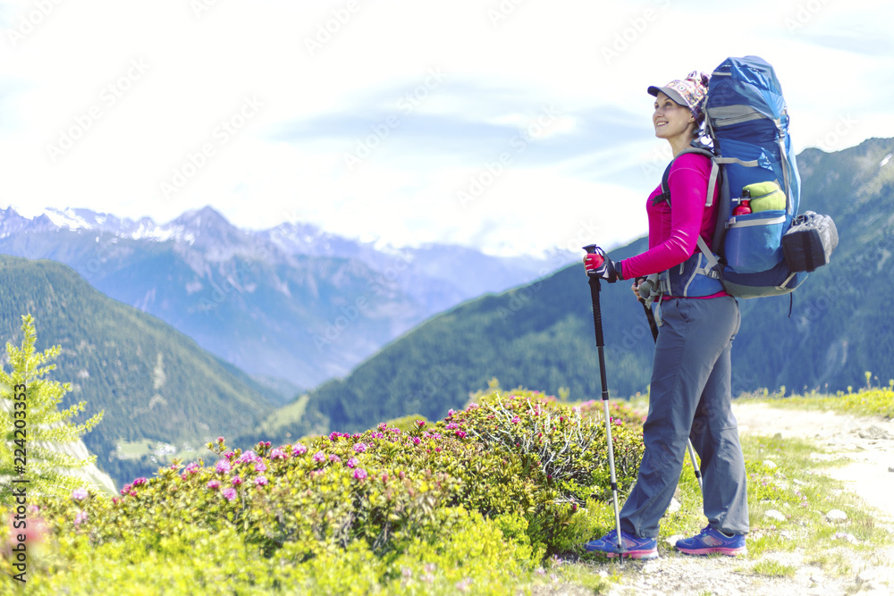 Trekking in the Canadian mountains.Hike is the popular recreation activity in North America. Trekking in the Canadian mountains.Hike is the popular recreation activity in North America.