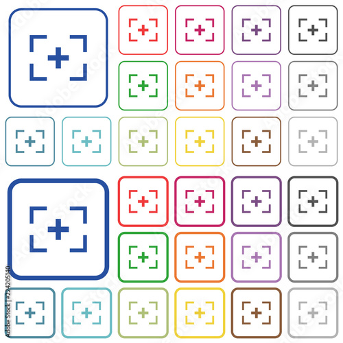 Camera crosshairs outlined flat color icons