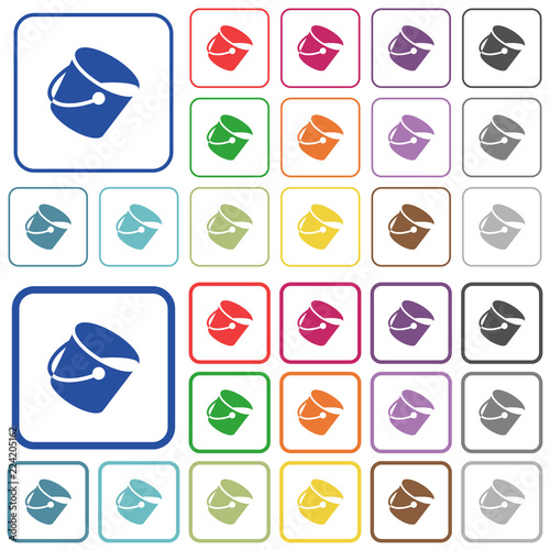 Paint bucket outlined flat color icons
