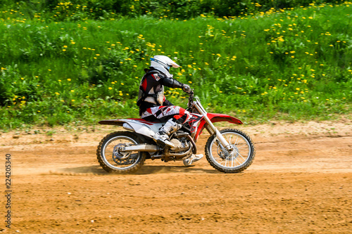 Motocross rider in the action