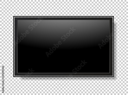 Realistic TV screen. Modern stylish lcd panel, led type. Vector illustration