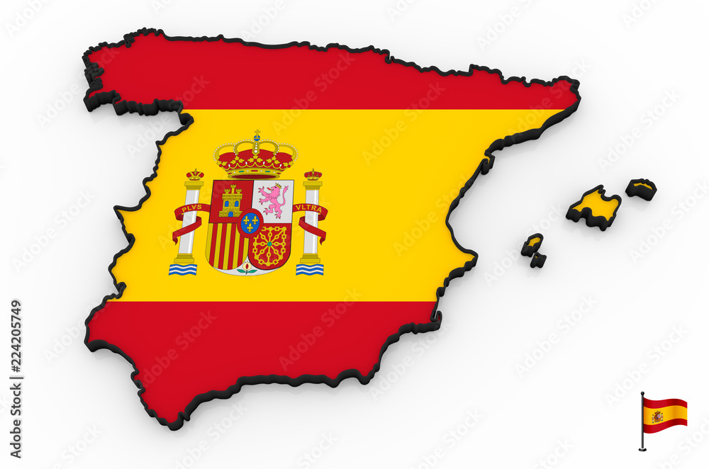 Obraz premium Spain high detailed 3D map