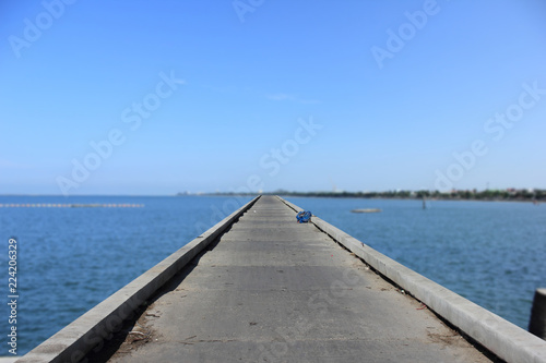concrete bridge for walkway into the sea